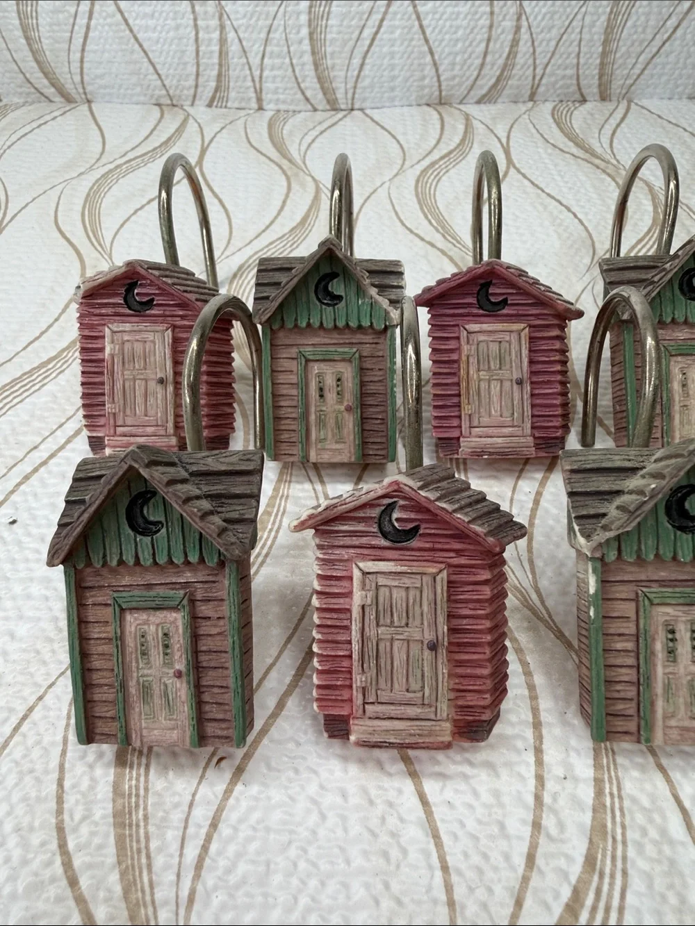Rustic Outhouse Shower Curtain Hooks Cabin Bathroom Decor
